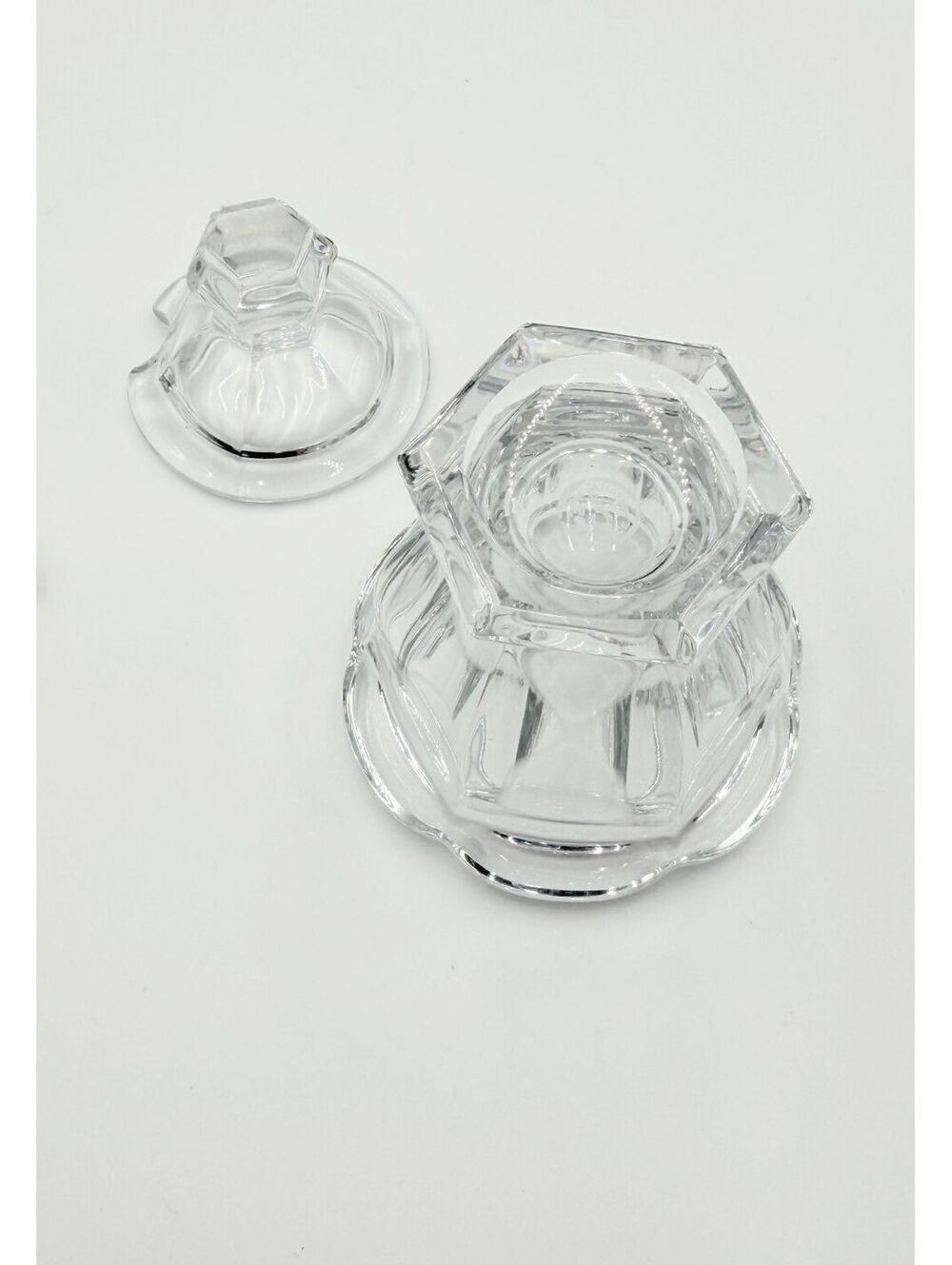 Pair of Baccarat Crystal Harcourt Missouri Jam Jars Lidded with Spoons - Picture 3 of 9